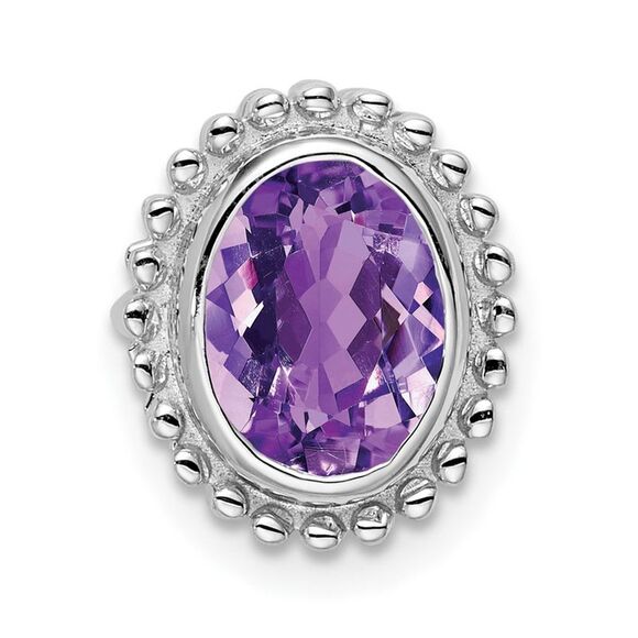Kazi Luxury 14k White Gold Oval Amethyst Chain Slide